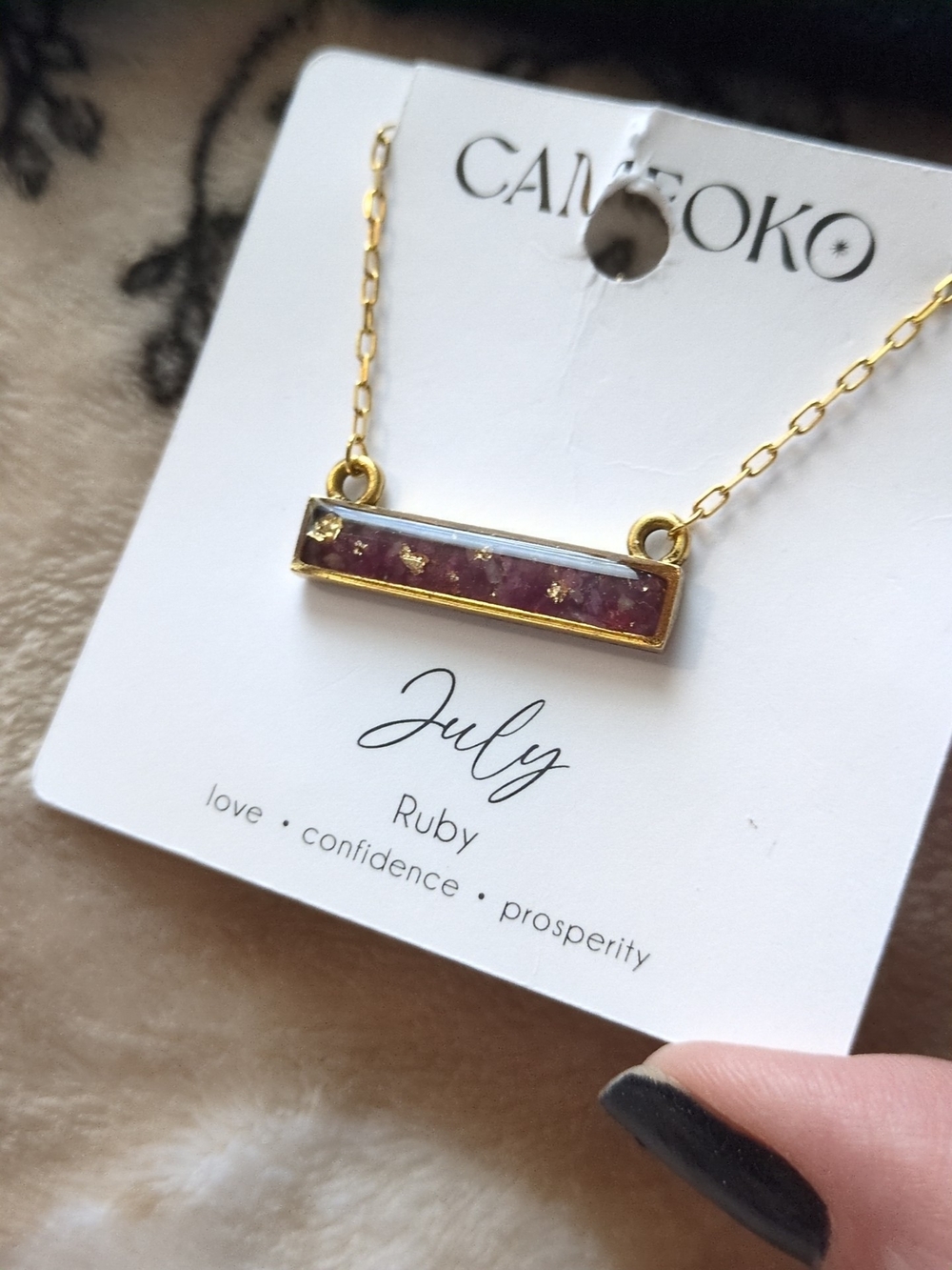 Camille Kohler Flecks of Gold Birthstone Necklace in July Ruby New